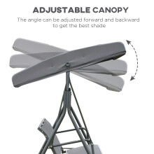 Outsunny 3 Seater Garden Swing Patio Hammock w/ Canopy for Outdoor Grey