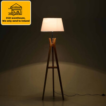 HOMCOM Tripod Floor Lamp Light E27 Base w/ Fabric Shade Storage Shelf, White