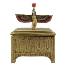 Gifts & Decor Ebros Egyptian Goddess Isis With Open Wings Golden Jewelry Box Statue Patroness Of Magic Nature Secret Trinket Box Figurine