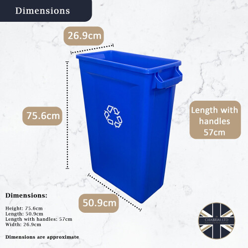 87 Litre Slim Bin, Recycling Container, Blue Recycling 2