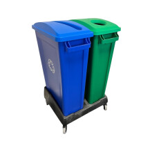 87 Litre Slim Bin With Double Dolly, Blue & Green Recycling