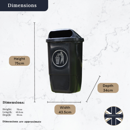 Wall Mounted Litter Bin, 50L 2