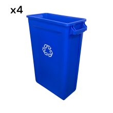 87 Litre Slim Bin, Recycling Container, Blue Recycling (x4)