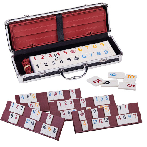 Doublefan Rummy 106 Πινακίδες Μεγάλο Rummy με 4 Στερεές Ράφια & Οδηγίες