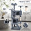 (Charcoal Grey) Large Cat Tree Activity Centre Multilevel Scratching Post 138cm Climbing Tower 9