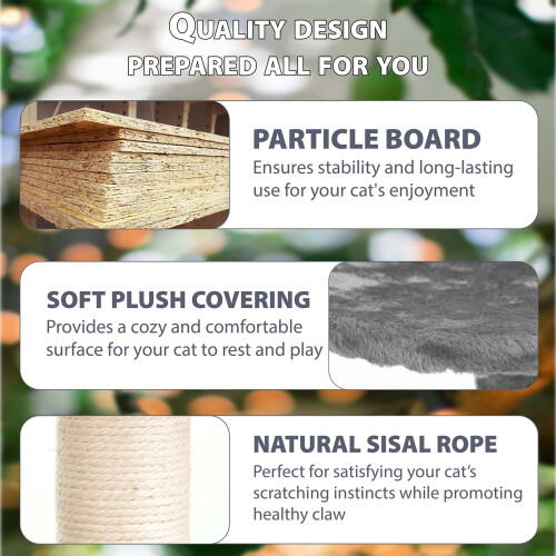 (Light Grey) Large Cat Tree Activity Centre Multilevel Scratching Post 138cm Climbing Tower 2
