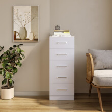 Dakota 5 Drawer Narrow Chest of Drawers White
