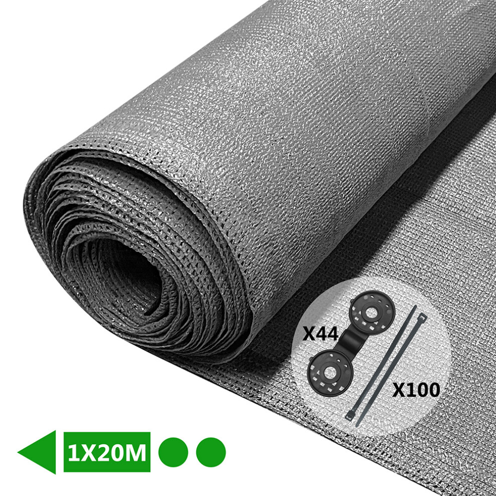(1x20m, Grey) VOUNOT Privacy Netting HDPE Shading Net, 75% Shading Rate-image-OPC-PGH57S5-NEW