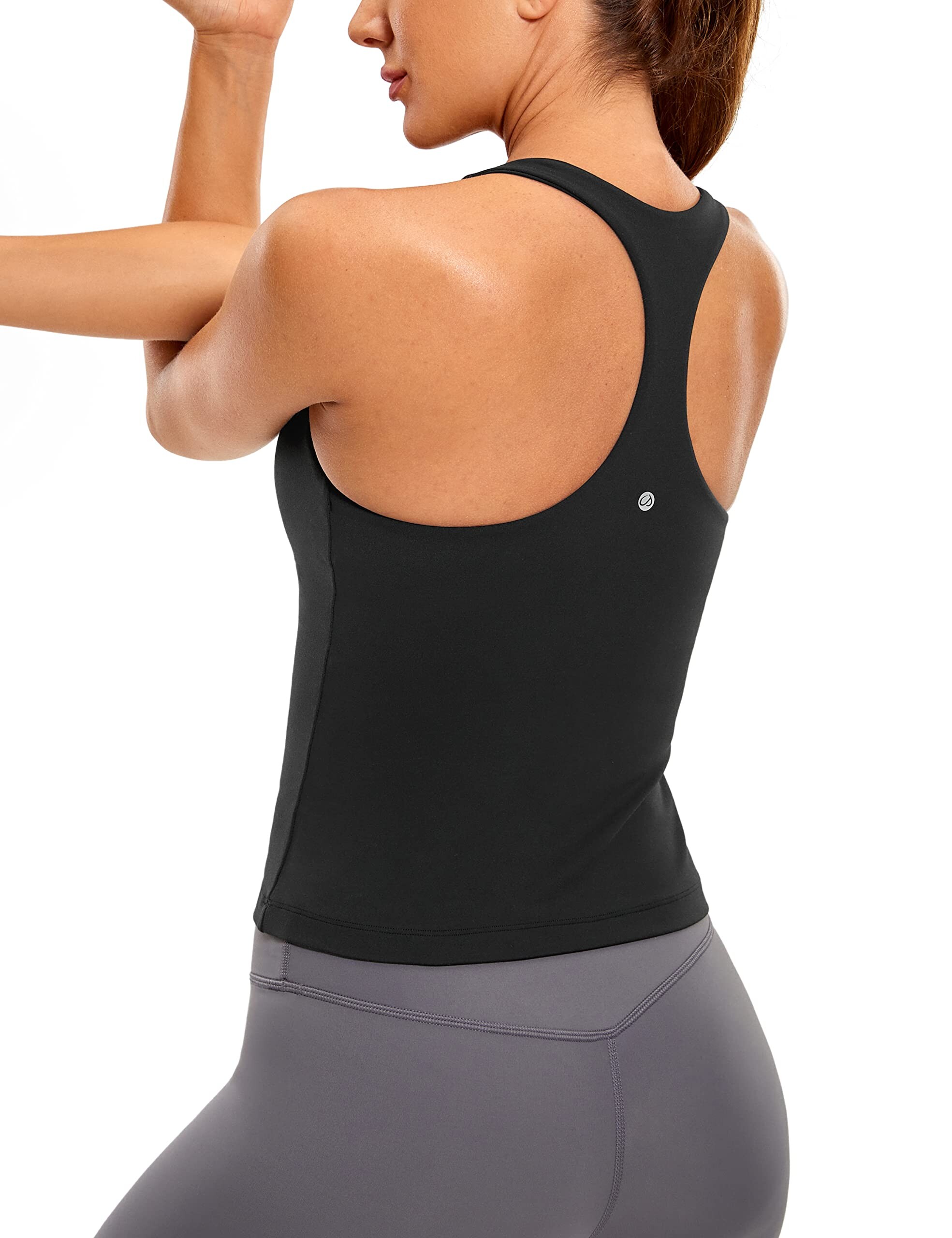 CRZ YOGA Butterluxe Racerback Workout Tank Tops voor Vrouwen Mouwloze Gym Tops Atletische Yoga Shirts Camisole Hot Fudge Bruin S