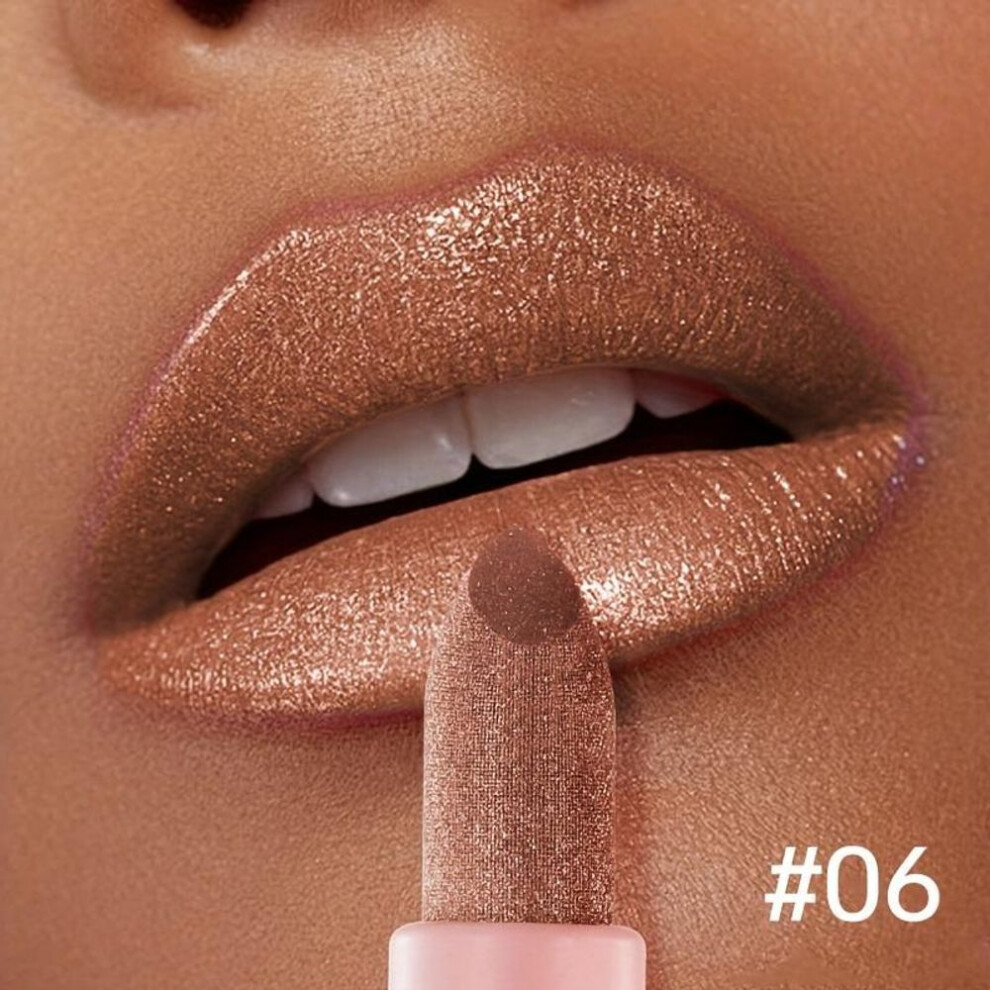 (6#) Multi-colored Glitter Lipstick Waterproof & Long-lasting High Pigment Lip Gloss Sparkle & Shimmer Finish Luxurious Velvet Texture Lip Makeup