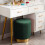DUHOME Moderner runder Ottoman-Fußhocker aus Samt, Khaki 5