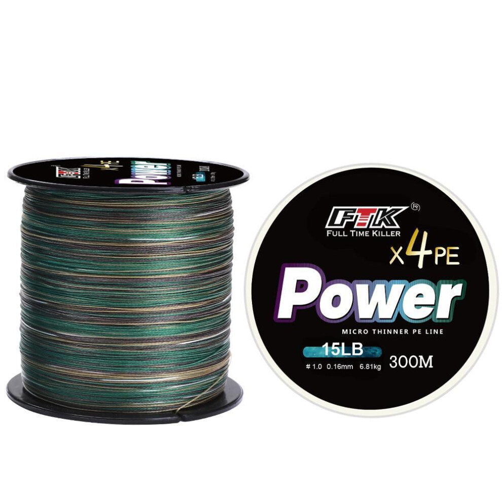 (as the picture, 0.16mm-15LB) Fishing Line Braided 4 Strands Weave 300m Wire Pe Multifilament Pe