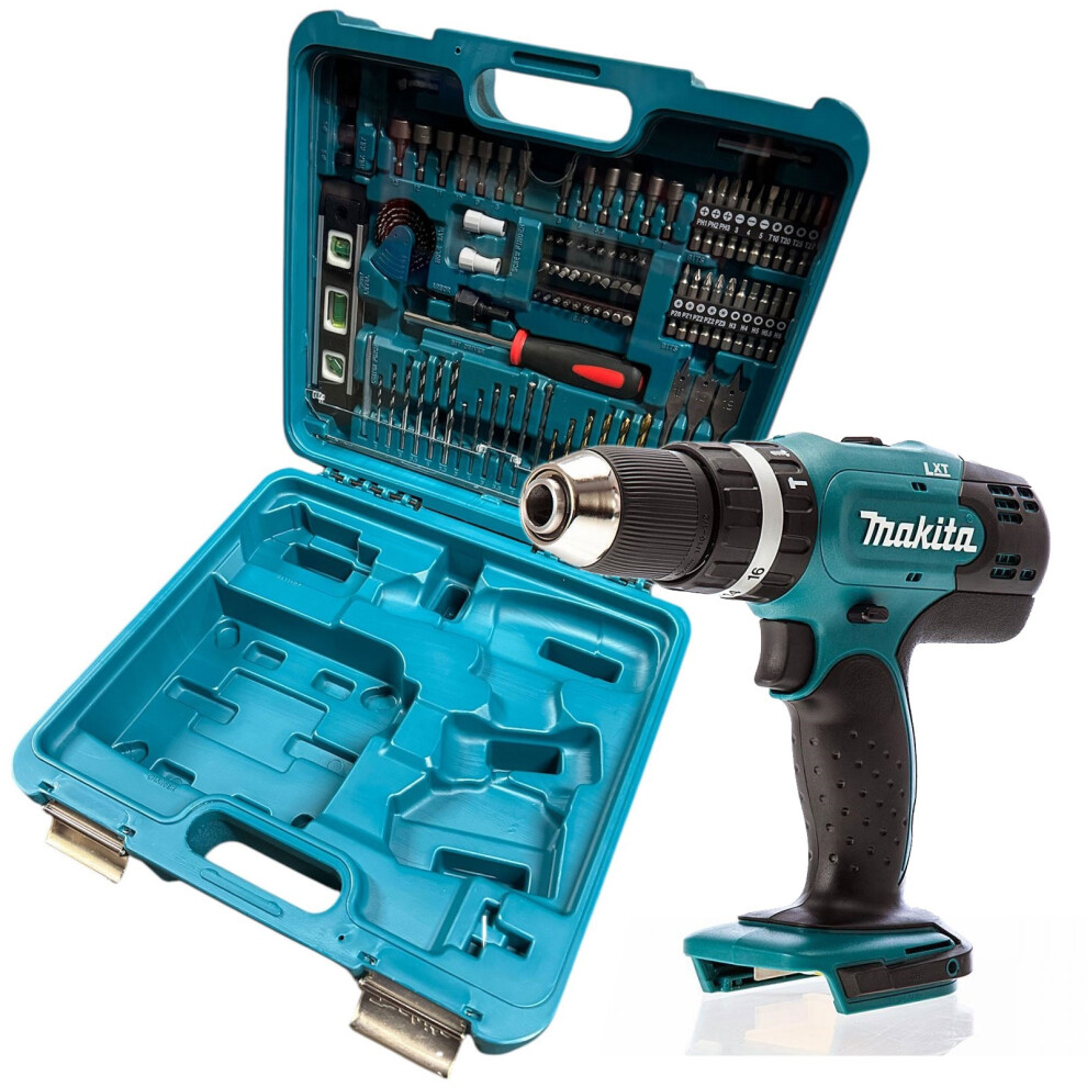 Makita DHP453Z 18v LXT Combi Hammer Drill Bare + 101 Piece Screwdriver Bit Set