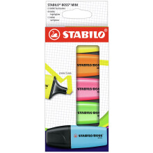 Zv raznovac STABILO BOSS Mini, sada 5 farieb, lt , oran ov , ru ov , zelen a modr