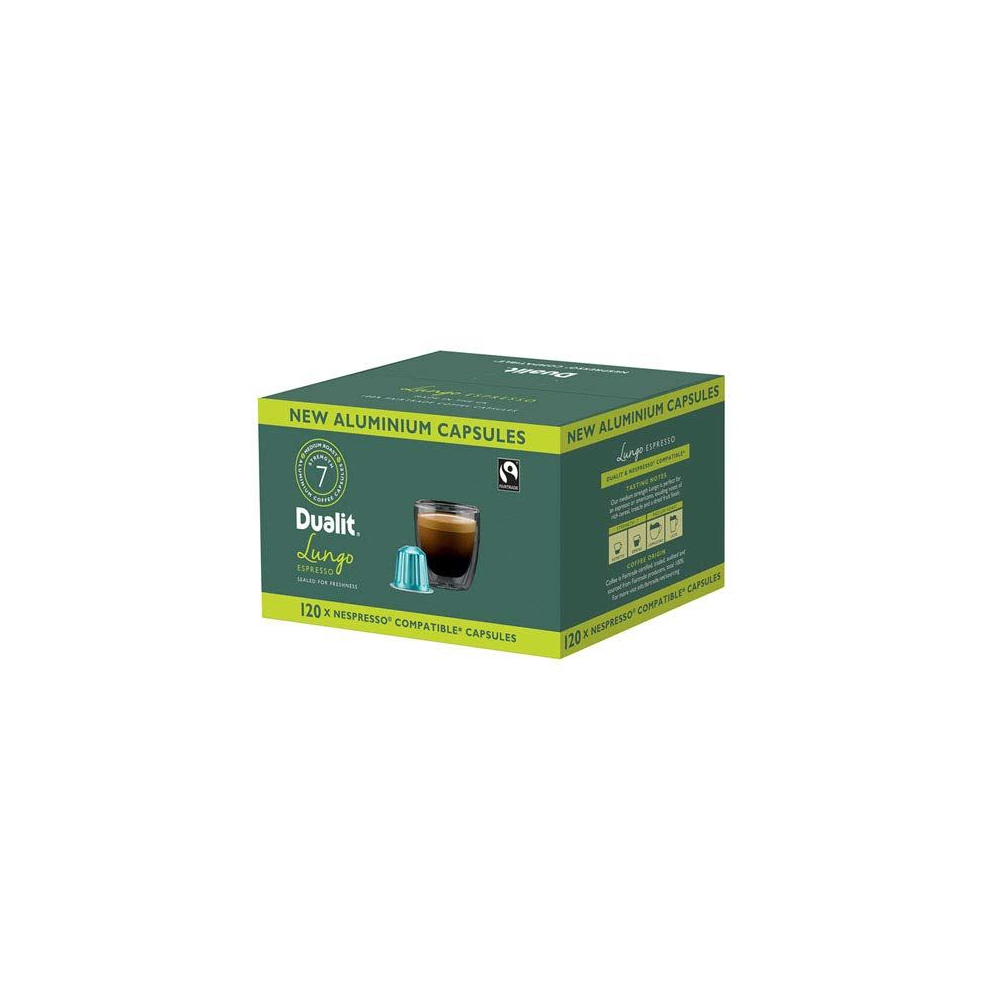 Dualit Aluminium Lungo Espresso Capsules - Nespresso Compatible, Premium Arabica/Robusta Blend