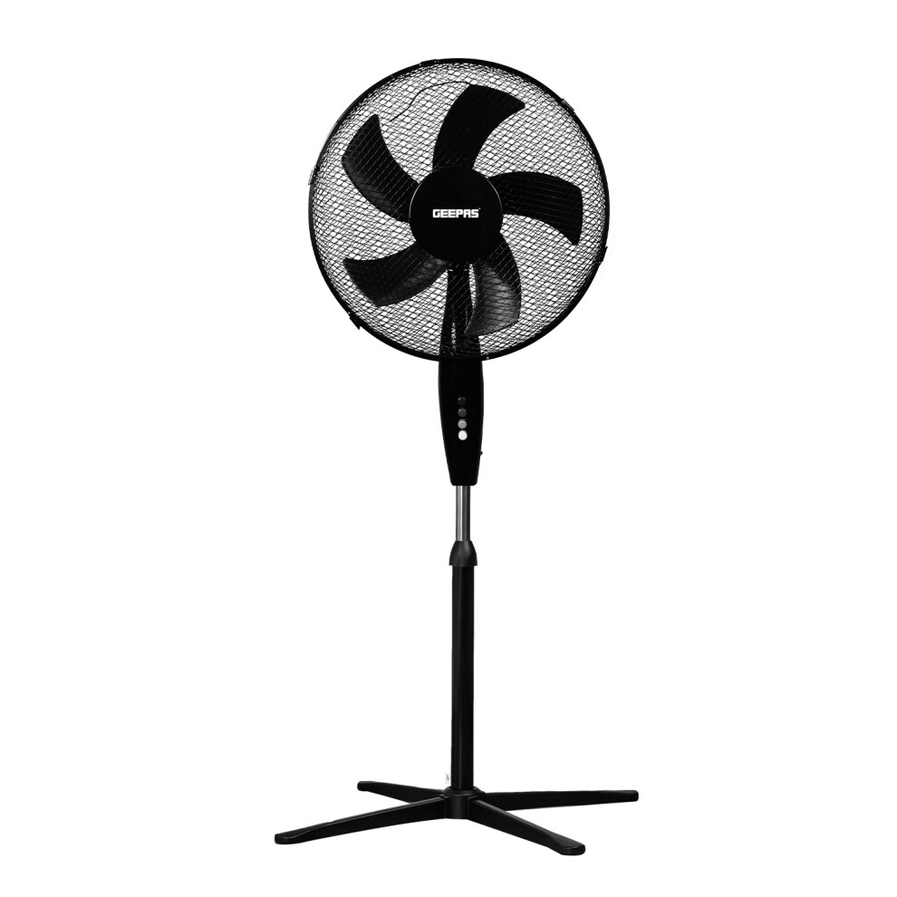 (Black) GEEPAS 16-Inch Pedestal Free Standing Cooling Fan 3 Speeds 5 Blades 45W