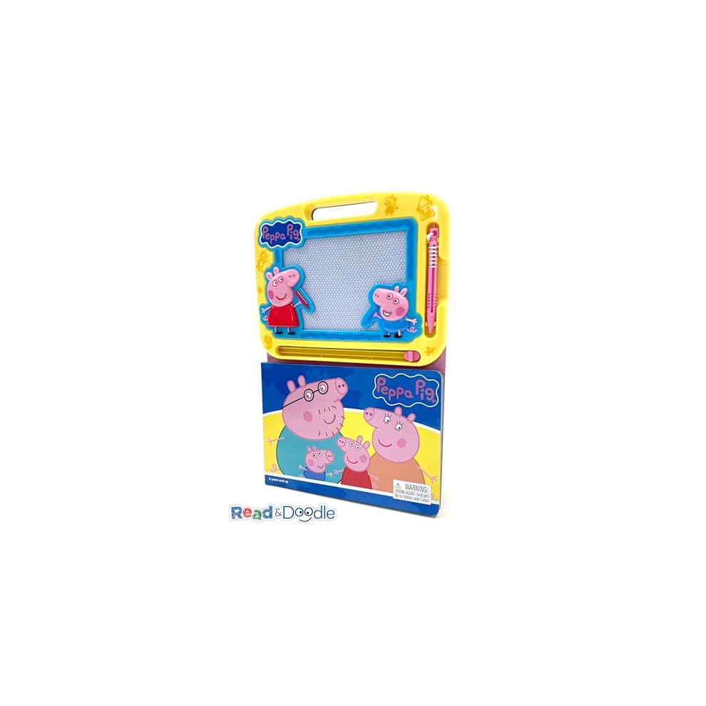 Peppa Pig Read & Doodle - Learning resources for kids, a magnetic drawing pad, an easy-to-use pen