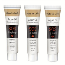(3 bottles) Water Ice Levin SOS Argan Oil Lip Plump Moisturizing Lipstick - Hypoallergenic, Matte Finish, Unisex, All Light Beige Types