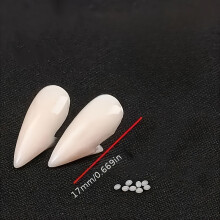 (17mm/0.669in) 2pcs Vampire Fangs with Adhesive Particles, 19mm - Ideal for Cosplay & Halloween Makeup Parties