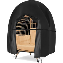 (Black) Double Egg Chair Cover Outdoor Waterproof Dustproof Heavy Duty Garden Cocoon Wicker Patio 2 Seater Large Egg Shaped Swing Chair Cover