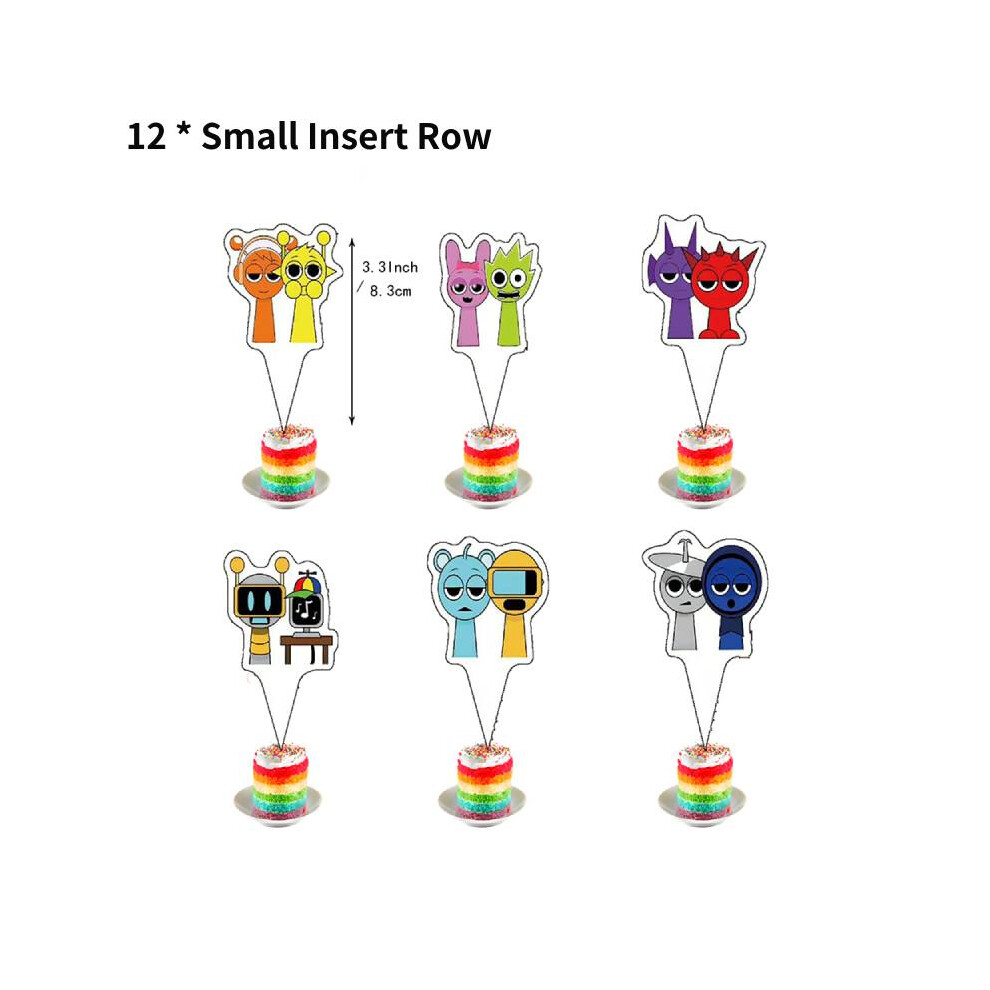 (Cupcake Topper) Pull Birthday Sprunki Flag Balloon Cake With Girls And Kids Party Decorations