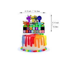 (Cake Topper) Pull Birthday Sprunki Flag Balloon Cake With Girls And Kids Party Decorations