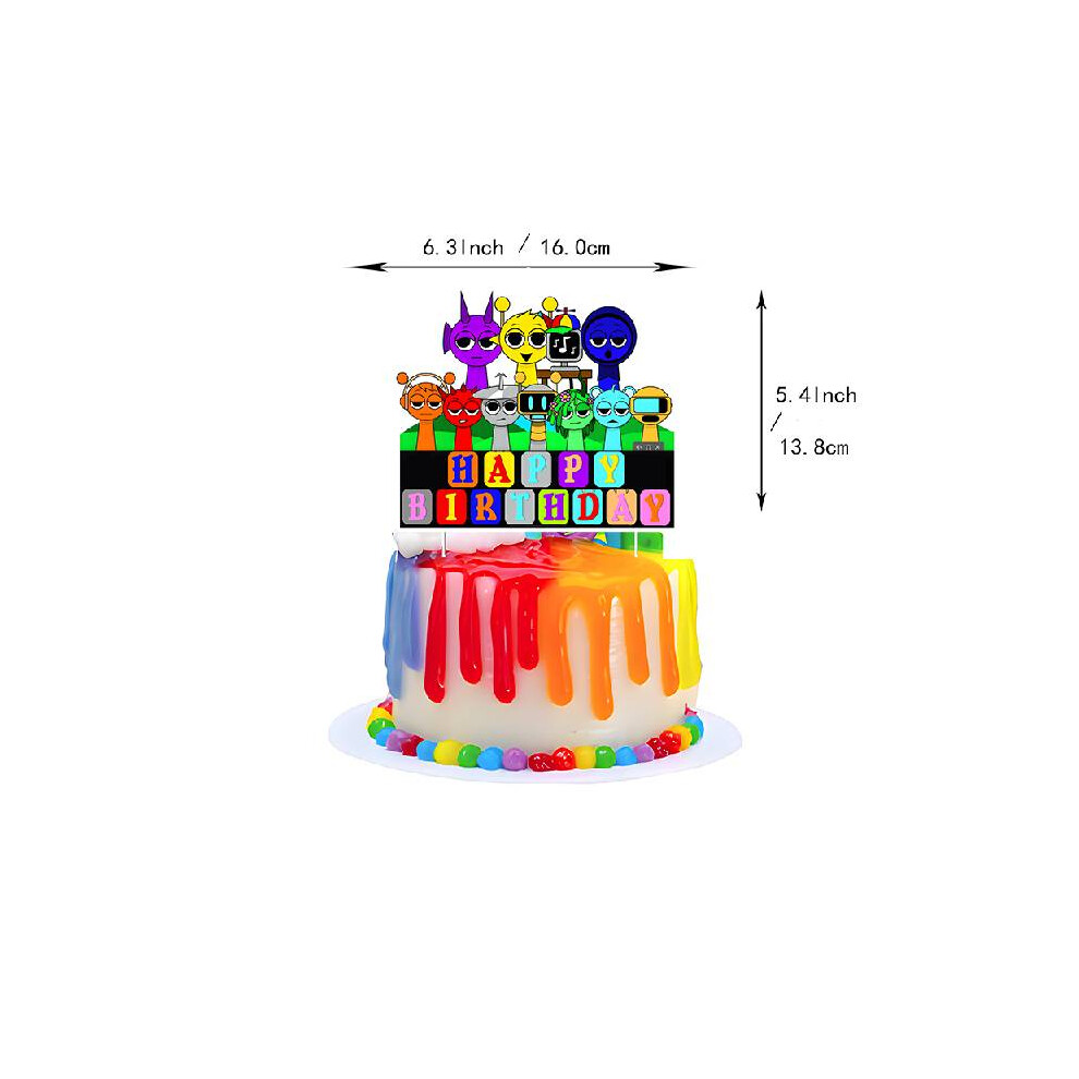 (Cake Topper) Pull Birthday Sprunki Flag Balloon Cake With Girls And Kids Party Decorations