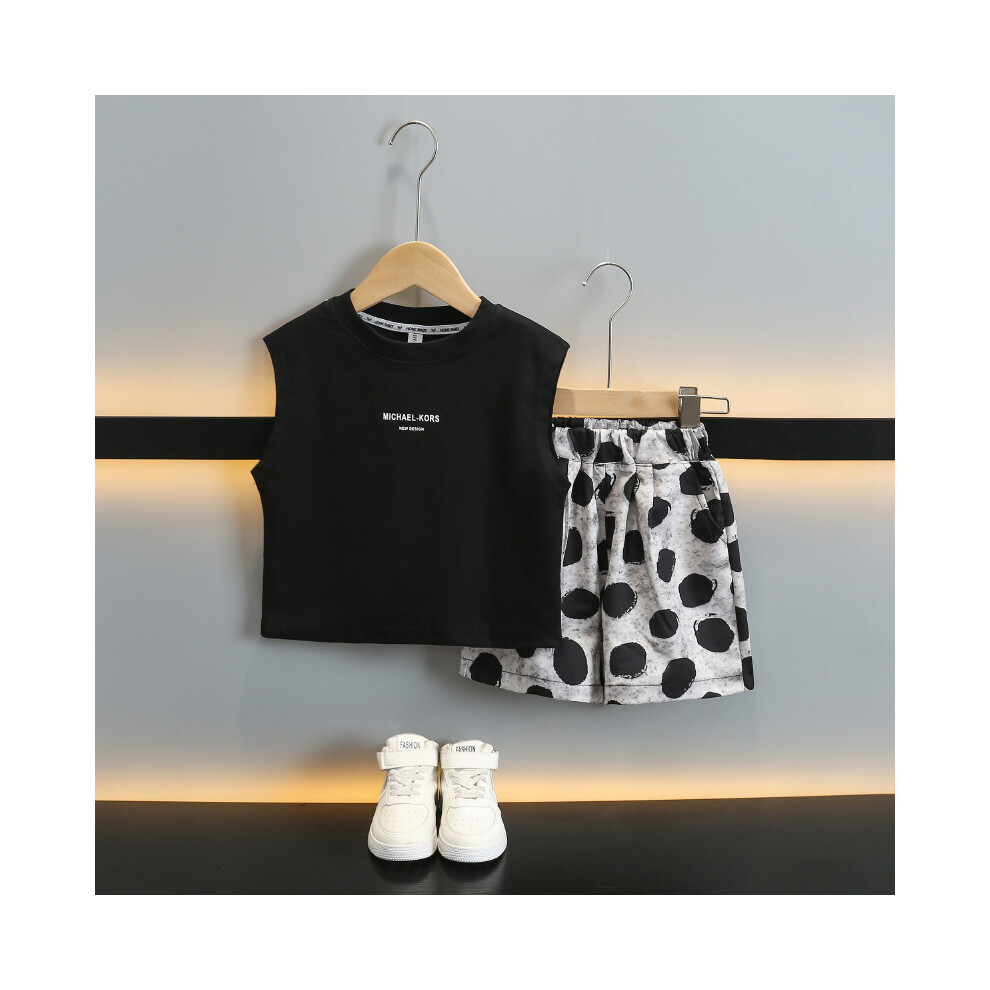 (Black, 110cm) Fashionable Vest Summer And Shorts Set For Boys Age 3 To 8 Soft Lightweight Collection Outfit Cotton-image-OPC-PGH987T-NEW
