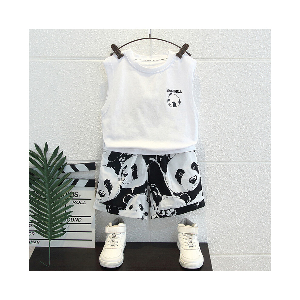 (White, 90cm) Boys Summer Cool Two Piece Set Stylish Sleeveless Tank Top And Shorts For 3 To Olds 8 Year-image-OPC-PGH98G9-NEW