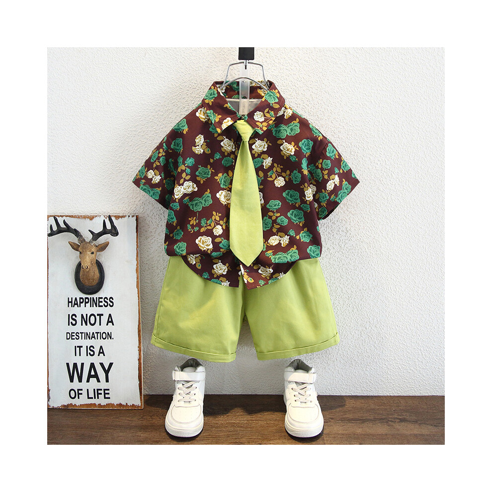 (StyleB) Short Boys Chic Sleeve Floral Shirt And Relaxed Shorts Set For Summer Soft Cotton Kids Clothing-image-OPC-PGH98K6-NEW