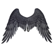 (Black) Halloween Wings Angel Extra Large Black And White Wings Props Supplies Clothing