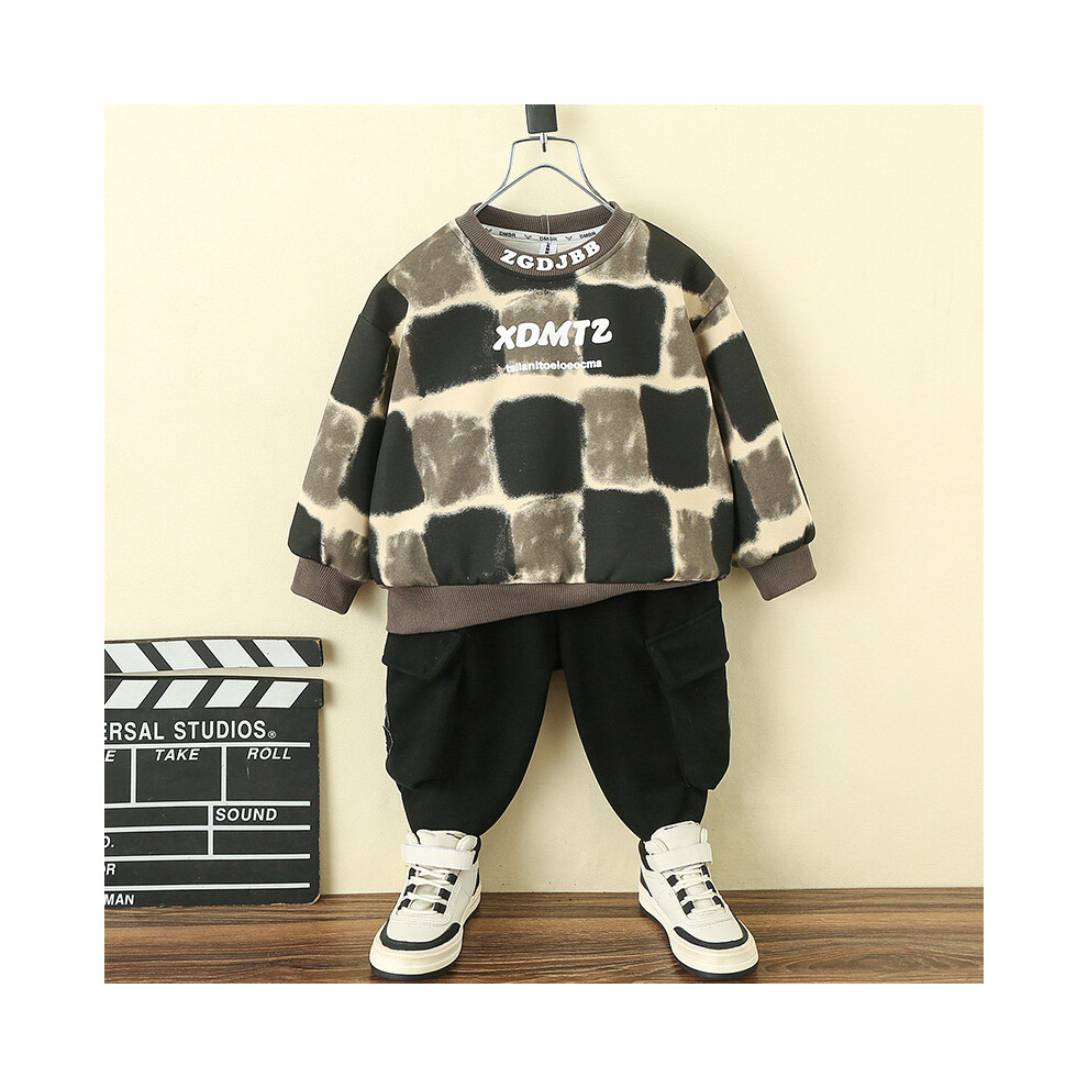 (Black, 130cm) Stylish Spring Boys Outfit Set Trendy Long Sleeve Cotton Sweatshirt And Pants For Ages 3 To Years 8-image-OPC-PGH9928-NEW