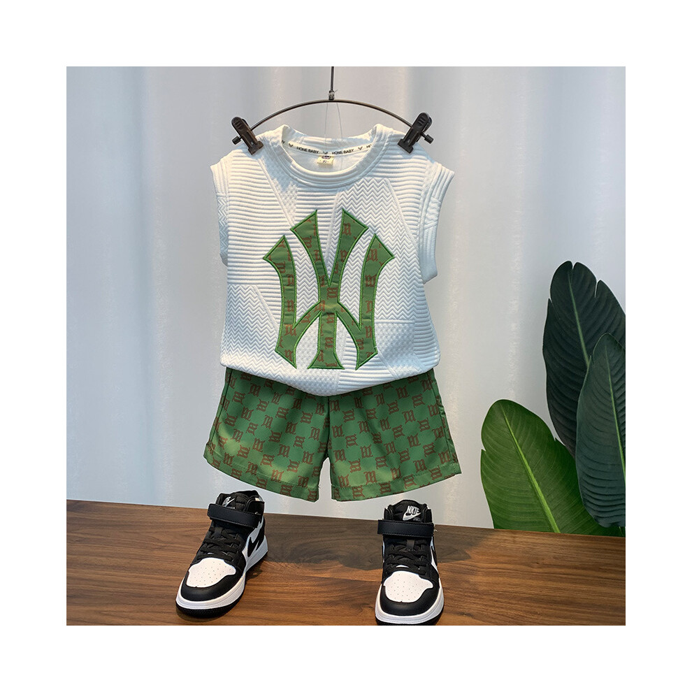 (White, 100cm) Trendy Korean Style Boys Two Piece Set Comfortable Sleeveless Fashion Summer-image-OPC-PGH99FJ-NEW