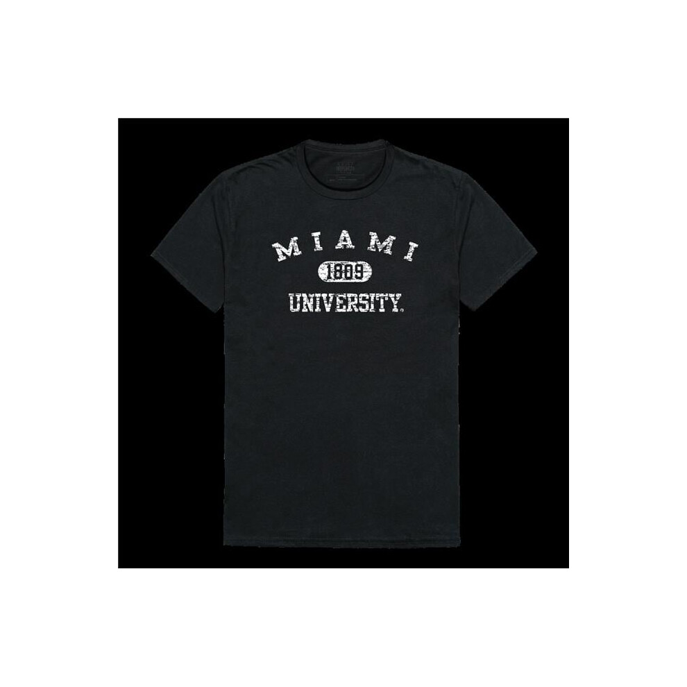 W Republic 574-131-BLK-02 Miami University, Ohio RedHawks Distressed Arch College T-Shirt, Black - Medium-image-OPC-PGH9BJT-NEW
