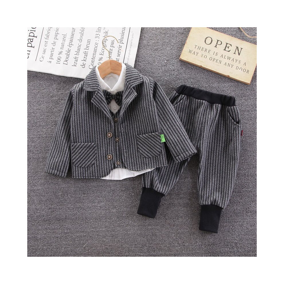 (Gray Suit Set, 80cm/31.50in) Premium Long Boys Sleeve Three Piece Suit Set With Unique Patterns And Vest Ideal For School And Celebrations Events-image-OPC-PGH9BKH-NEW