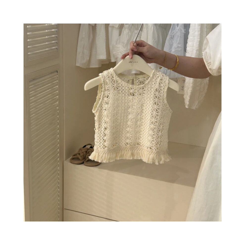 (Hollow Vest, Sample Piece) Summer Designed Beautifully Outfit For Girls With Lightweight Lace Back Tank And Stylish Shorts Denim-image-OPC-PGH9DQG-NEW