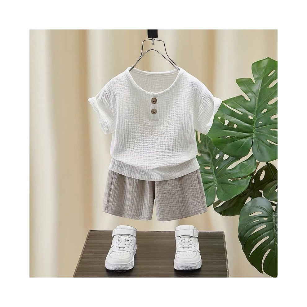 (100cm/39.37in) Cool Stylish And Summer Outfit Set For Boys Featuring Soft Cotton Linen Two Design Piece-image-OPC-PGH9SJT-NEW