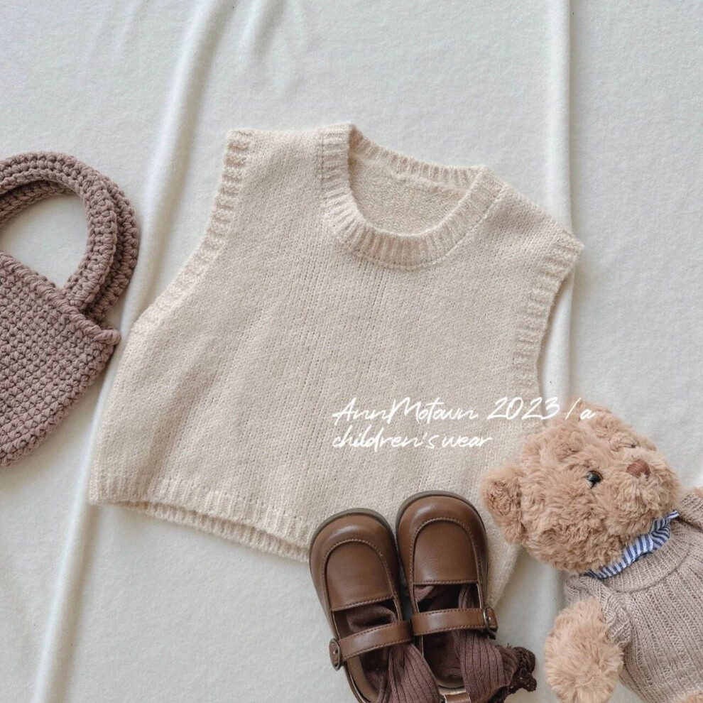 (Apricot Vest, 140) Three Girls Elegant Piece Knitted Vest And Lace Collar Top With Floral Trousers For Ages 8 3 To-image-OPC-PGHB2YS-NEW