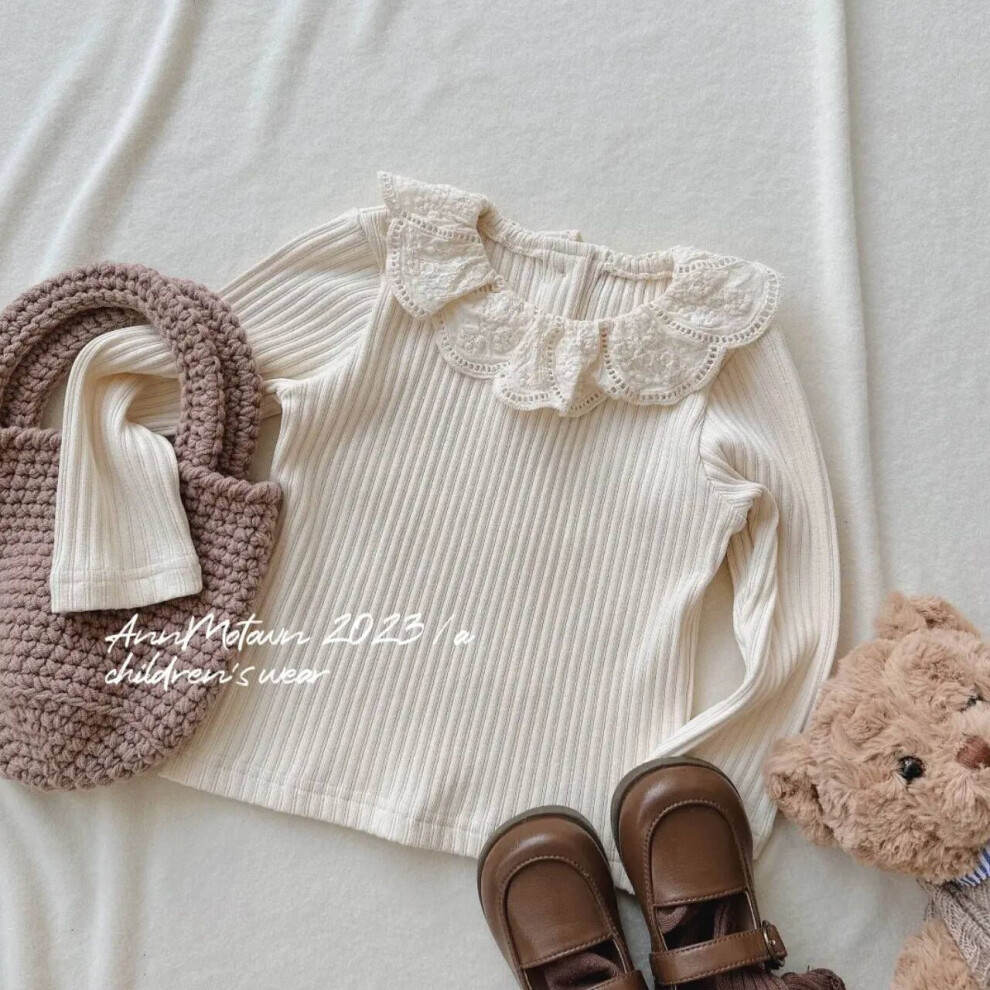 (Cream Blouse, 140) Three Girls Elegant Piece Knitted Vest And Lace Collar Top With Floral Trousers For Ages 8 3 To-image-OPC-PGHB2YK-NEW