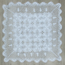 kilofly Handmade Crochet Cotton Lace Table Placemats Sofa Doilies Square White 27 inch