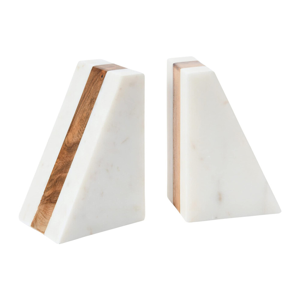 Serre-livres g   om   triques en marbre Main + Mesa avec incrustations de bois blanc