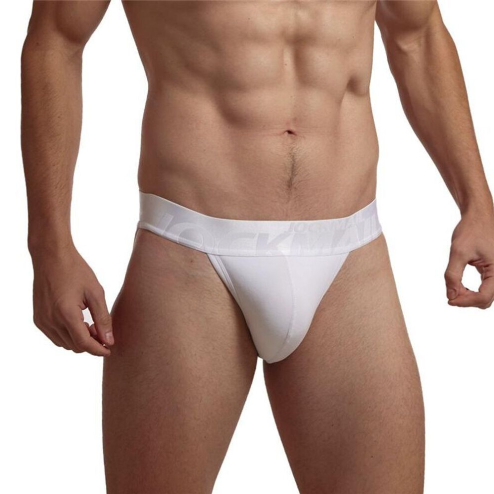 (white, XXL) Briefs Jockmail Fashion Combed Cotton Breathable Men&apos;s Underwear Low Waist Briefs Sports Solid Colour High Slit Men&apos;s Shorts Daily Casual Un