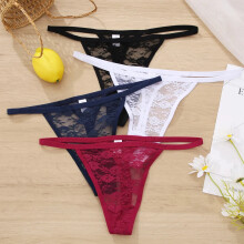 (Red, 1pc) G String Lace Panties Sexy Thong Women Low Waist Underpants