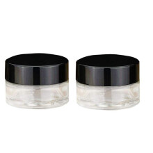 2PCS 5ML / 5Gram Kleine Streu Nette Runde Leere Nachfllbare Transparente Glas Flasche Glser Topf Container mit Schwarz Kappe Fr Make-Up Kosmetik