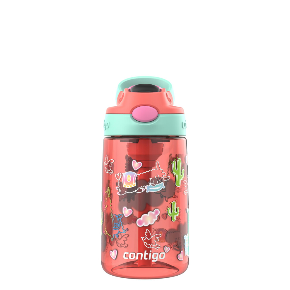 Contigo Autospout Kids Water Bottle  14oz  Pack of 1  Coral/Llamas-image-OPC-PFY8RZQ-NEW