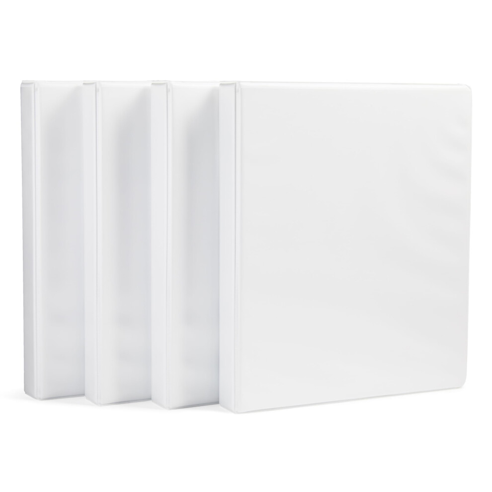 Amazon Basics 3-Ring Binder 1-Inch - White 4-Pack