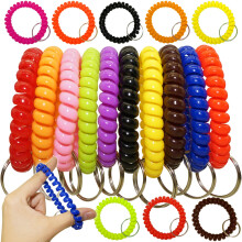10 stuks 10 verschillende kleuren flexibele spiraalvormige polsband sleutelhangerketting kleurrijke rekbare veerspiraal polsband sleutelhanger voor sp