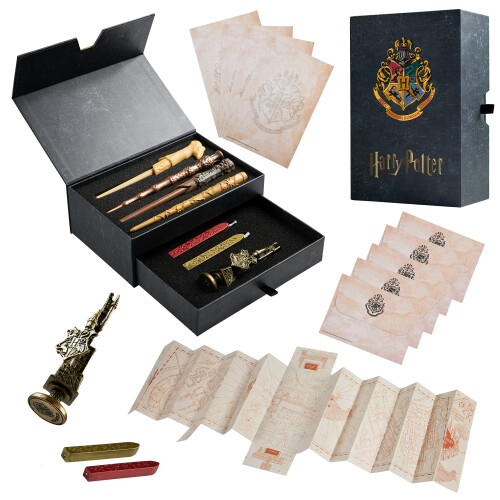 Harry Potter Σετ Γραφής Δώρου Χάρι Πότερ με Κουτί, Ράβδους, Σφραγίδα Κεριού