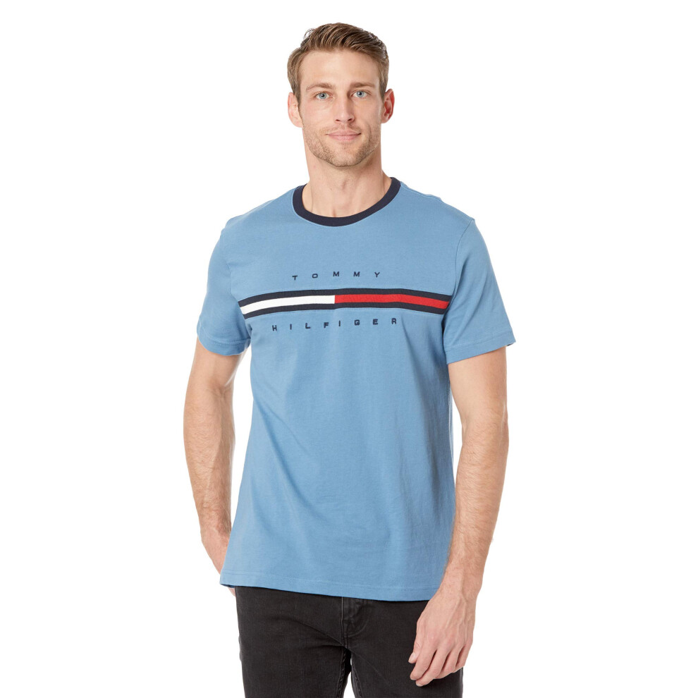 Tommy Hilfiger mens Short Sleeve Logo T-shirt T Shirt  Dull cobalt  La