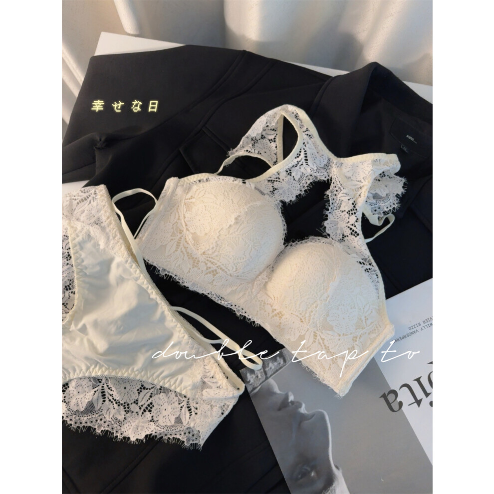 (Champagne Set, 38/85Ab) Sexy Lace Halter Neck With Chest Pad Underwear For Women's Vest Pure Sweet Style Gathering Comic Breasts Not,Specified